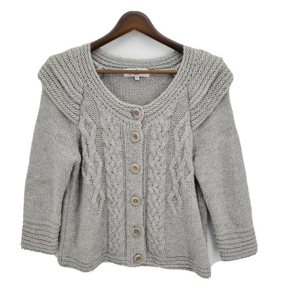 Tibi Womens Chunky Knit Cardigan Sweater Buttons Wool Mohair Gray Size Small - Picture 1 of 4